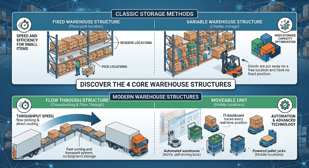 e-Warehouse - Put-away + Location management + 4 Warehouse Structures